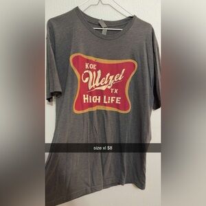 Gray Graphic T-Shirt with Red and White Design